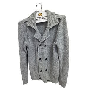 H&M Gray Cotton Shawl Collar Double-Breasted Cardigan – Men’s Small